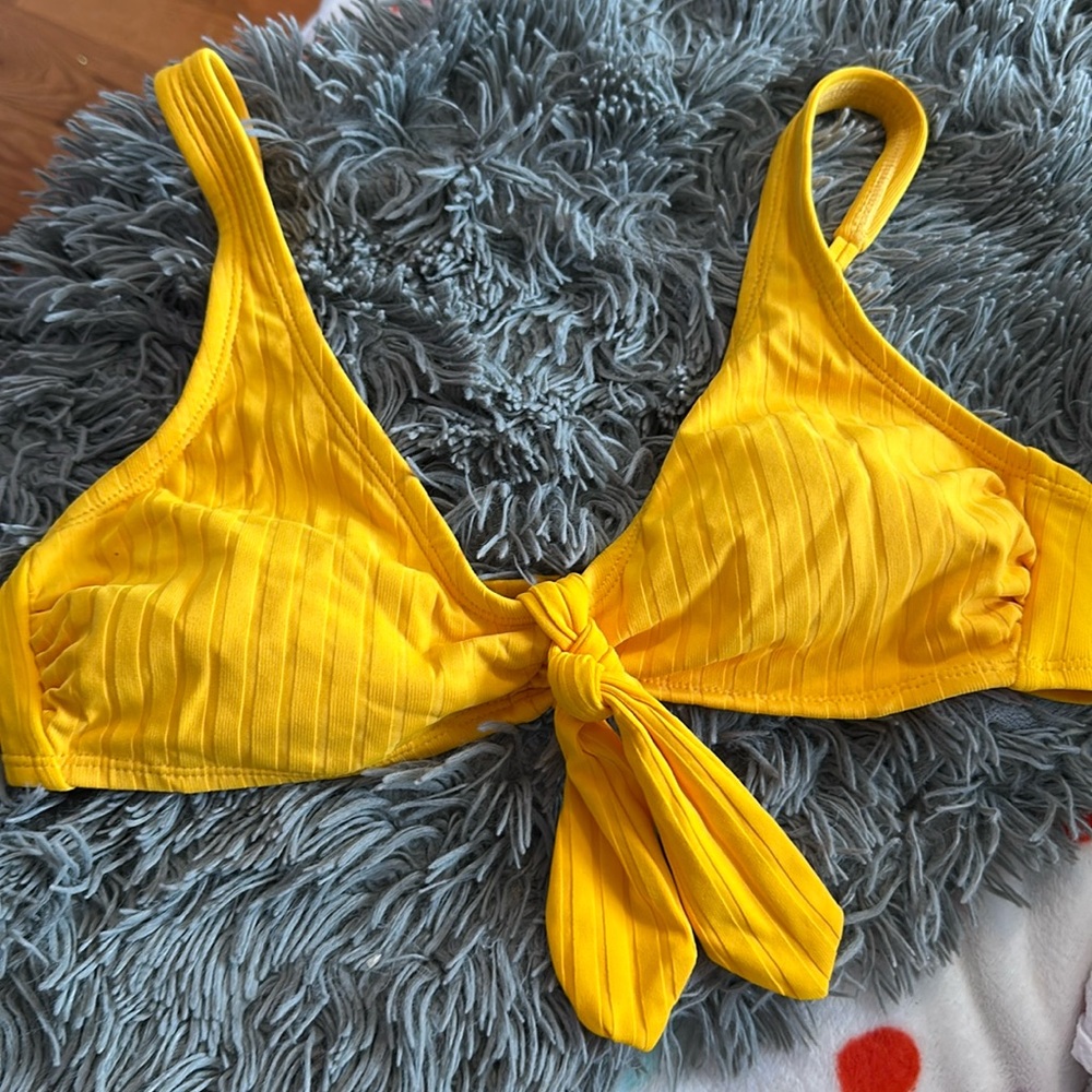 Yellow twist knot bikini top
